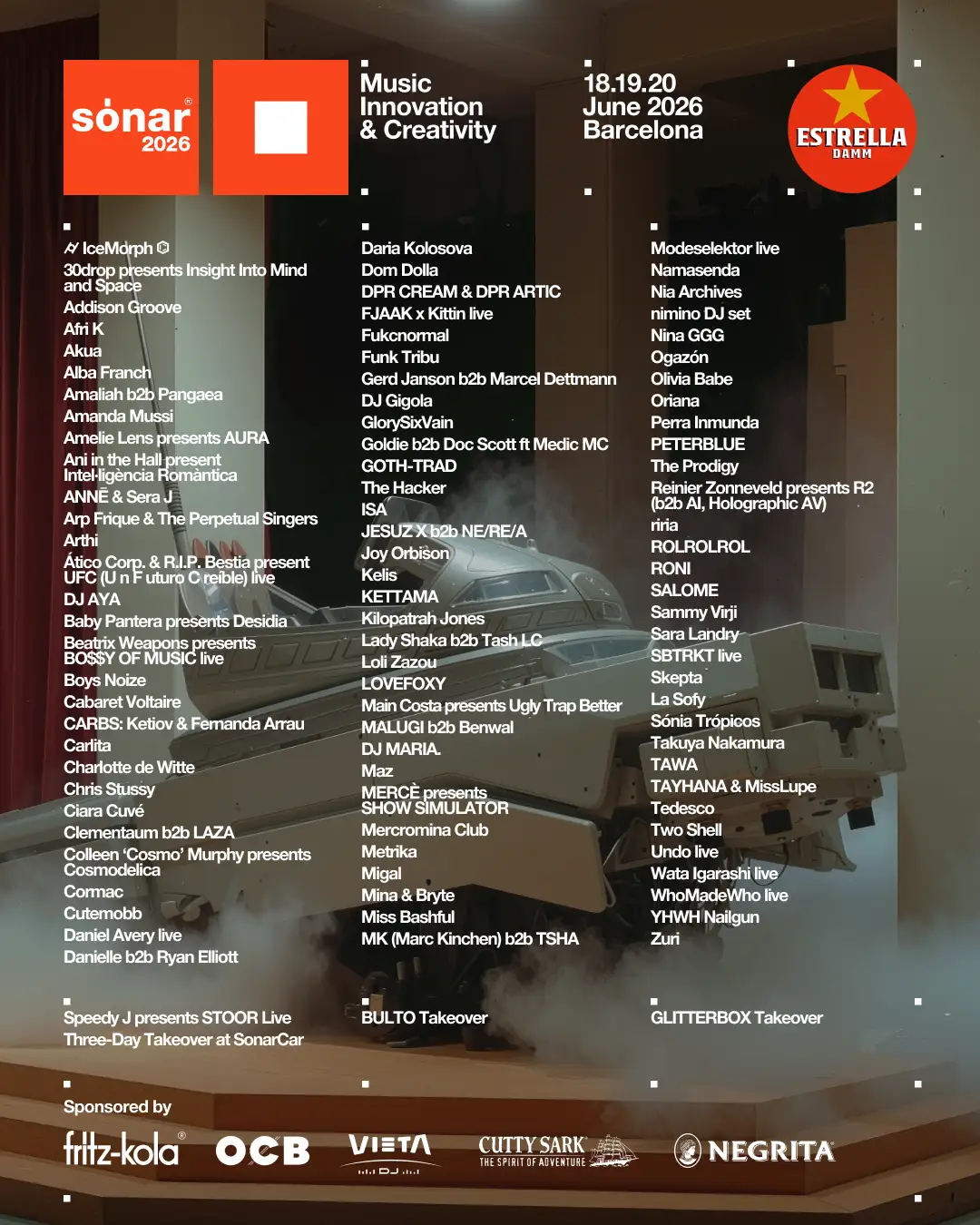Lineup complet Sónar 2026 — 18.19.20 juin, Barcelona
